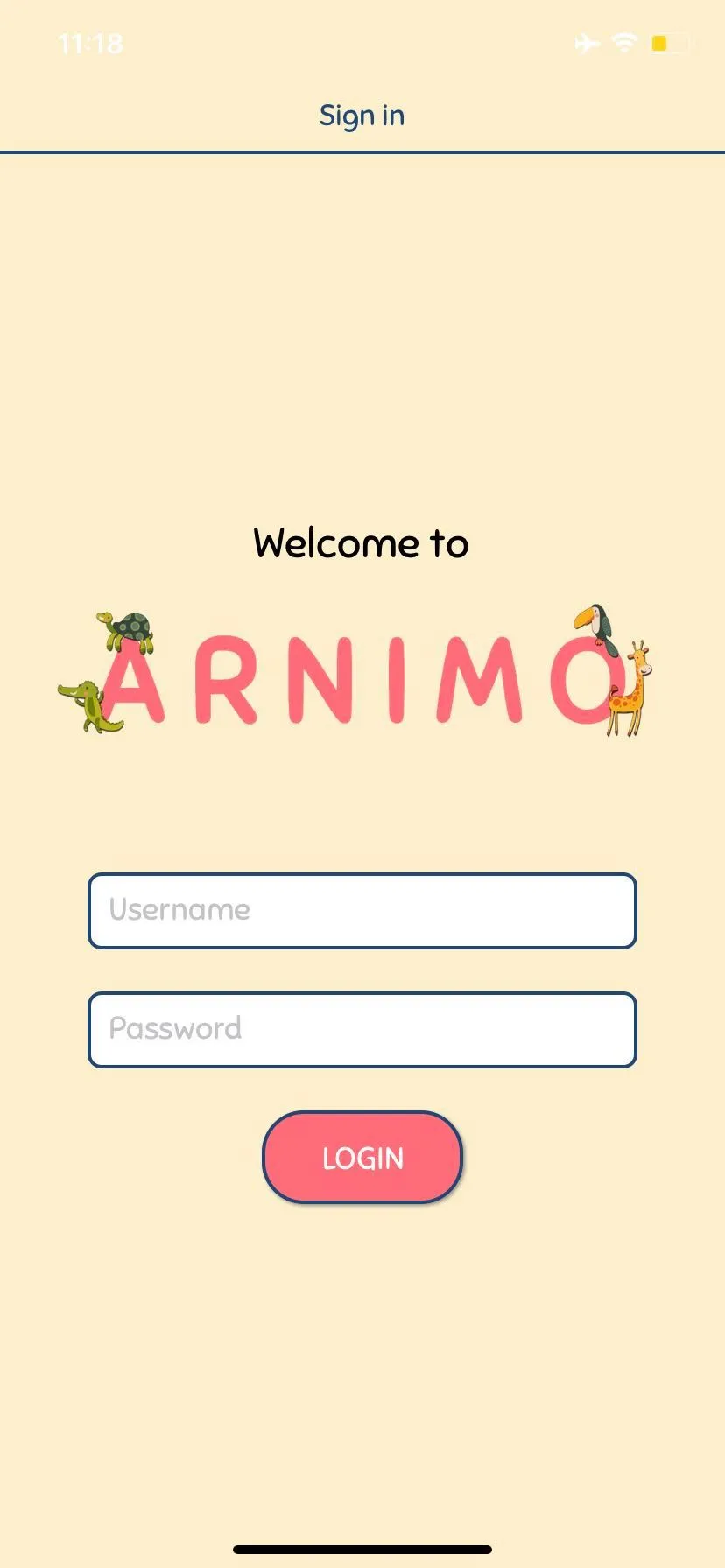 Our app login page.