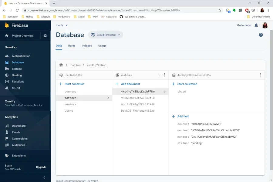 Organized our data in Firebase.